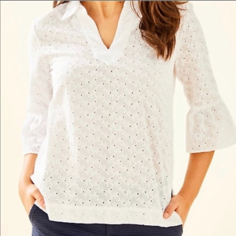 NWT Lilly Pulitzer ginger top fishy eyelet